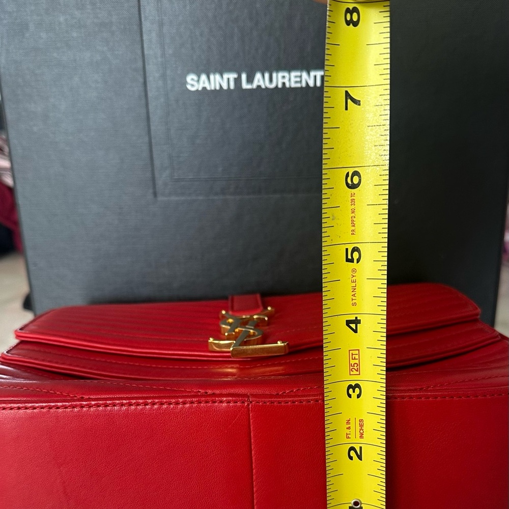 Saint Laurent Red Quilted Leather Bag - Picture 7 of 14